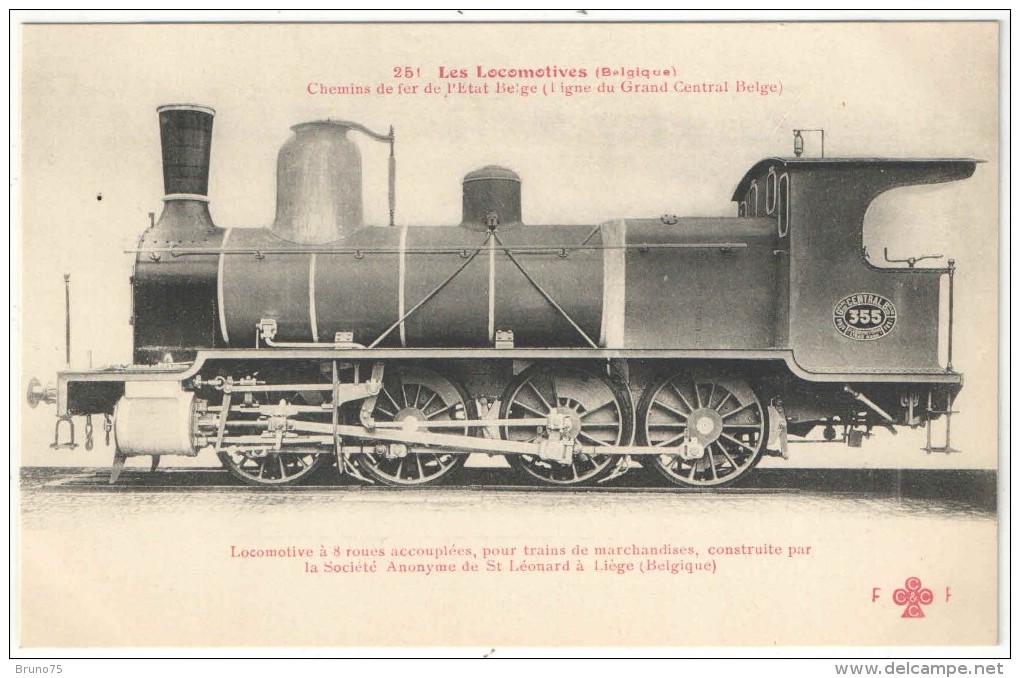 Les Locomotives (Belgique) - FF 251 - Chemins De Fer De L'Etat Belge (ligne Du Grand Central Belge) - Matériel