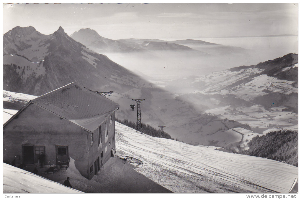 Noel 1965,suisse,canton De Fribourg,district De La Gruyère,a CHARMEY,skieurs,télécabin E Des Dents Vertes,rare - Charmey