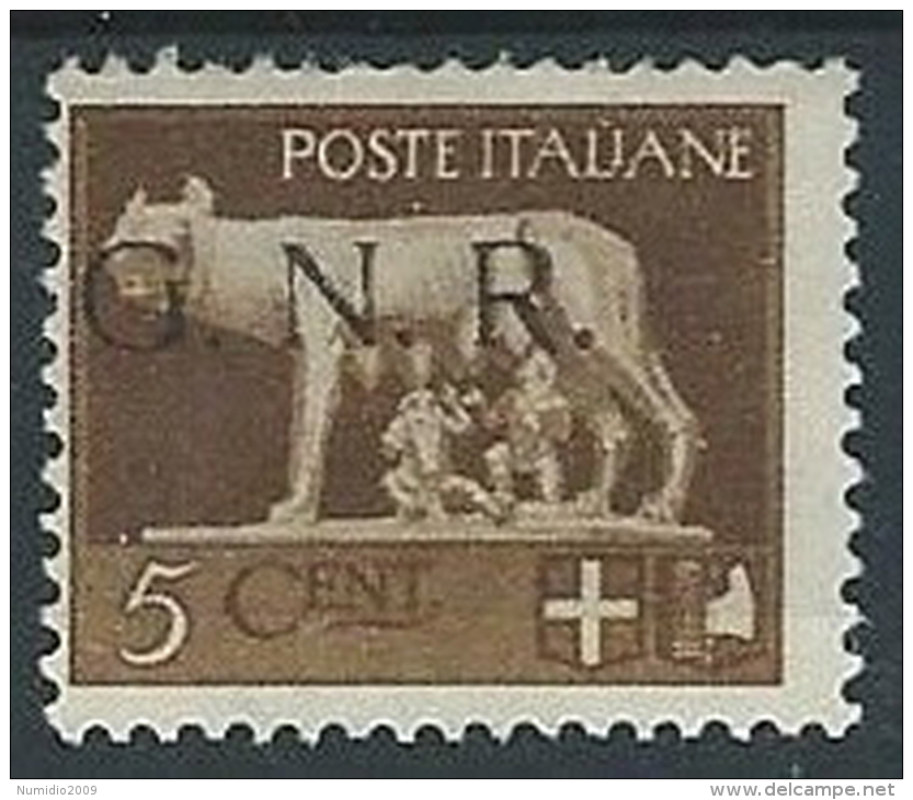 1944 RSI GNR VERONA 5 CENT MH * - ED499-2 - Nuovi