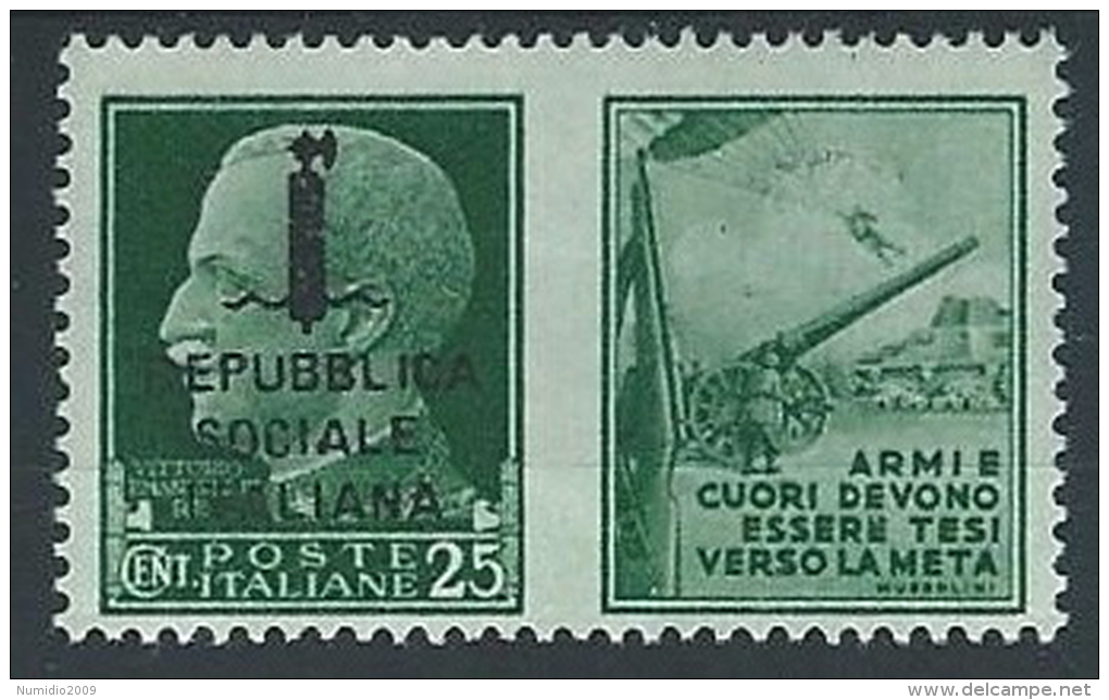 1944 RSI PROPAGANDA DI GUERRA 25 CENT MH * - ED506-2 - War Propaganda