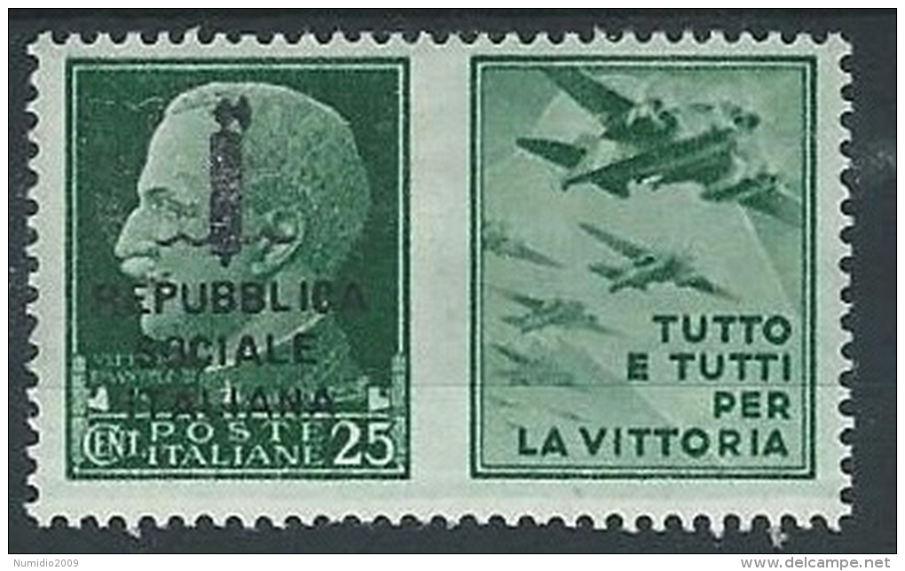 1944 RSI PROPAGANDA DI GUERRA 25 CENT MH * - ED506-4 - War Propaganda