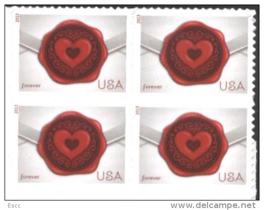 Mint Stamps In Block  Seal With Love, Heart, Letter 2013  From USA - Unused Stamps