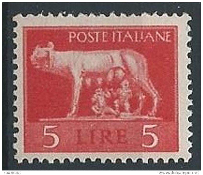 1945 LUOGOTENENZA 5 LIRE FILIGRANA RUOTA MNH ** - ED502 - Neufs