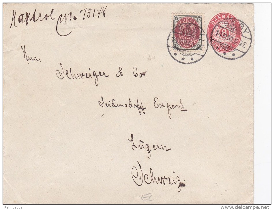 DANMARK - 1901 - ENVELOPPE ENTIER POSTAL De SAEBY Pour LUZERN (SUISSE) - Postwaardestukken