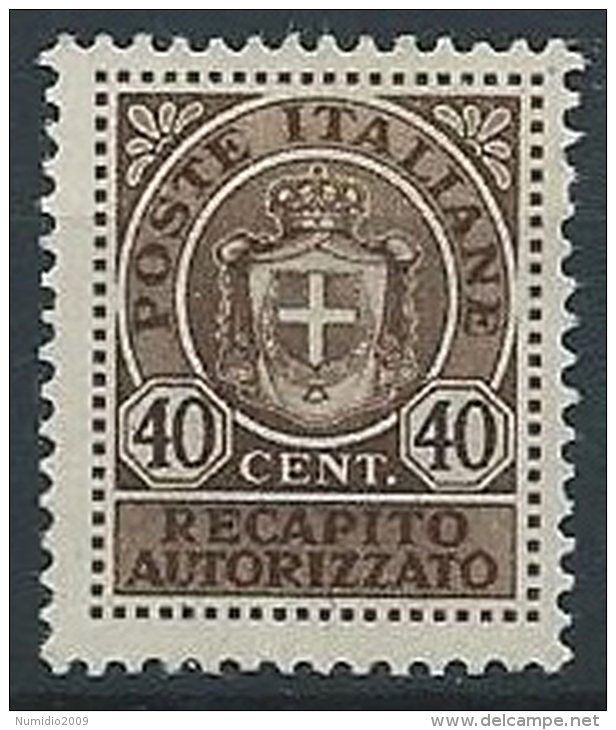 1945 LUOGOTENENZA RECAPITO AUTORIZZATO 40 CENT MNH ** - ED507 - Service Privé Autorisé