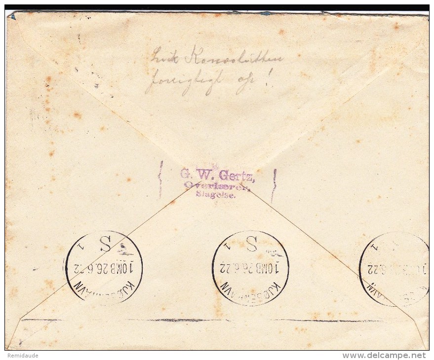 DANMARK - 1922 - ENVELOPPE ENTIER POSTAL De SLAGELSE Pour COPENHAGUE - Entiers Postaux