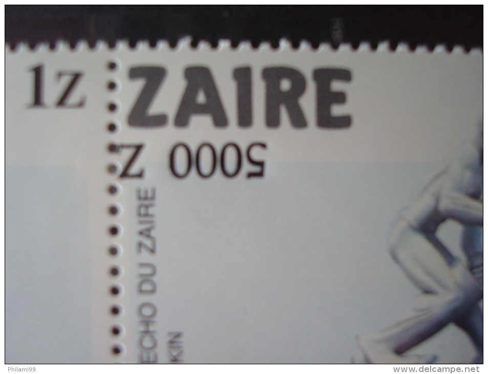 ZAIRE 1991 Nr 1431 BLOC OF 6 / VARIETY INVERTED OVERPRINT 5000 Z / MNH ** / TOURISM - Ongebruikt