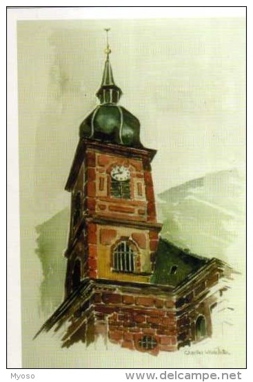 68 STE CROIX AUX MINES Eglise St Nicolas, Illustrateur, D'apres Aquarelle De Charles Waechter - Sainte-Croix-aux-Mines