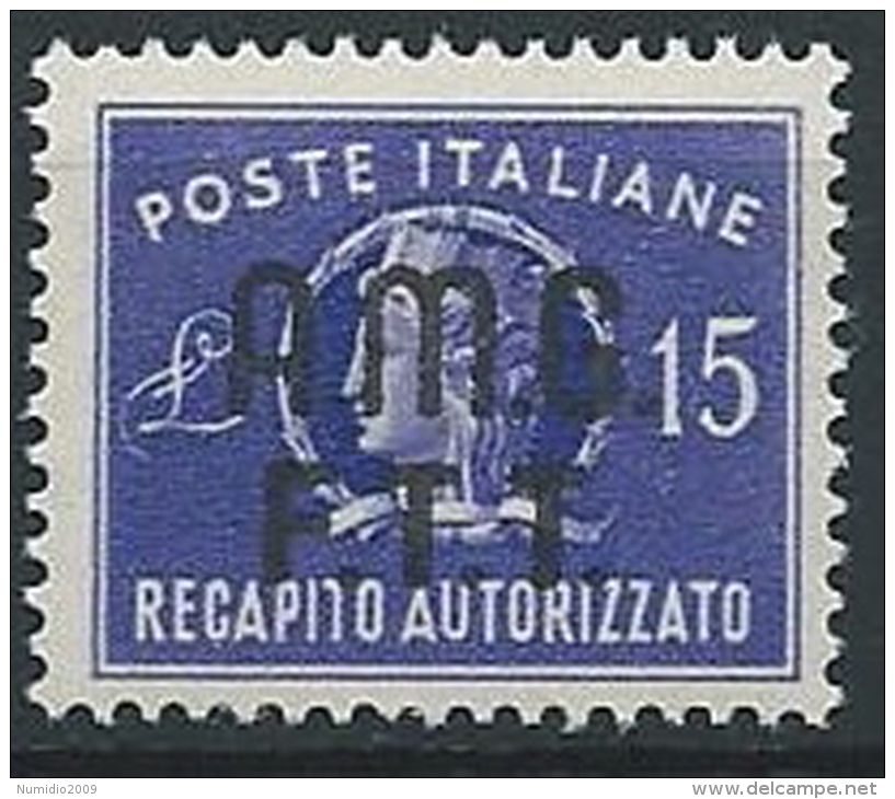 1949 TRIESTE A RECAPITO AUTORIZZATO 15 LIRE MNH ** - ED515-2 - Express Mail