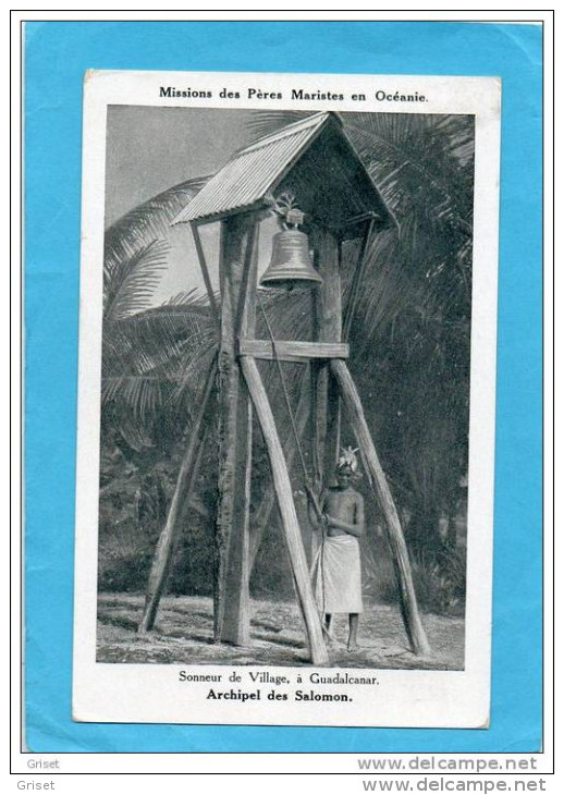 OCEANIE-ARCHIPEL DES ILES SALOMON-GUADALCANAR -LE SONNEUR DU VILLAGE-années 1910-20 - Salomon