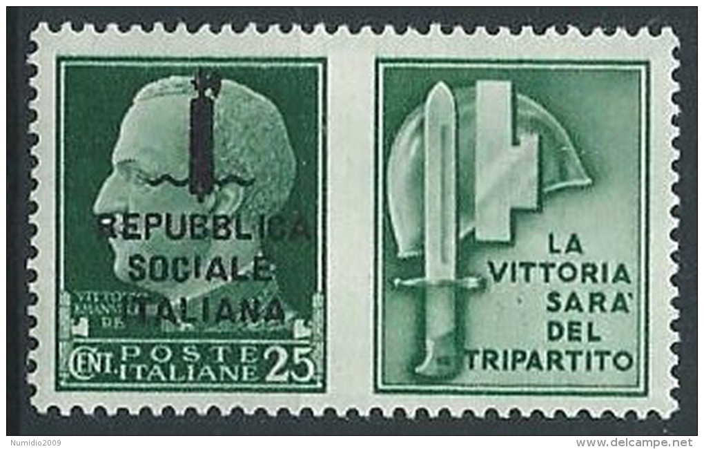 1944 RSI PROPAGANDA DI GUERRA 25 CENT MNH ** - ED520 - Kriegspropaganda