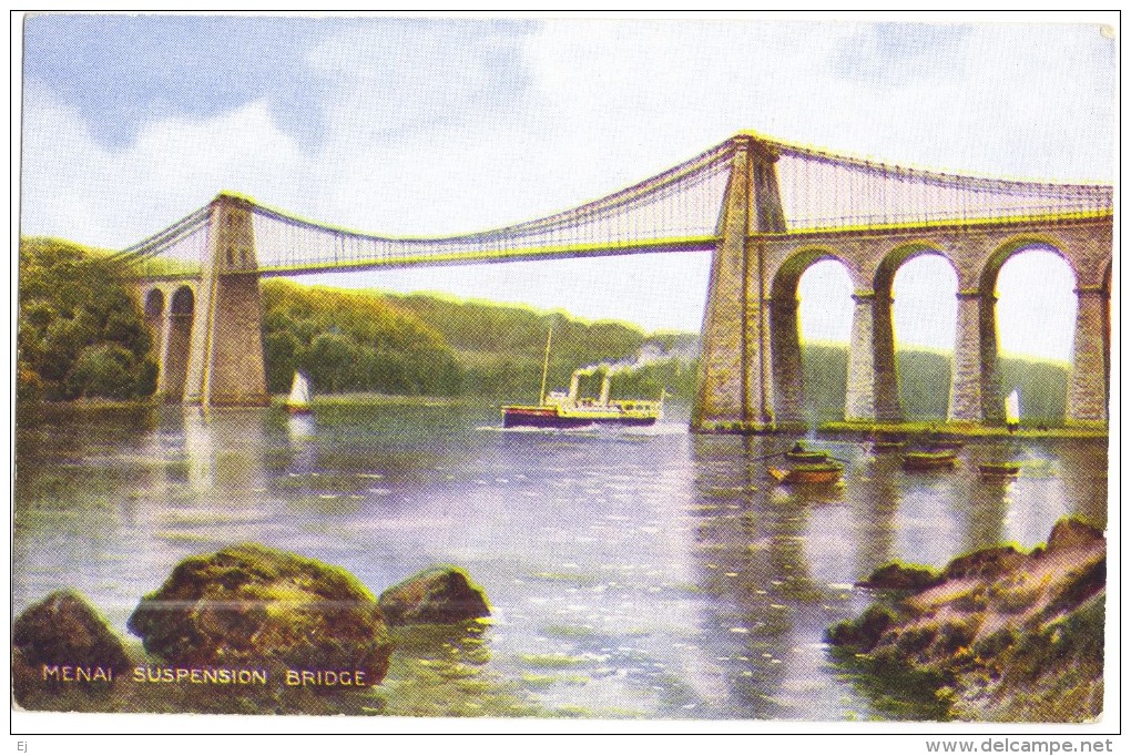 Menai Suspension Bridge  - Valentine's "Art Colour" - Unused - Anglesey