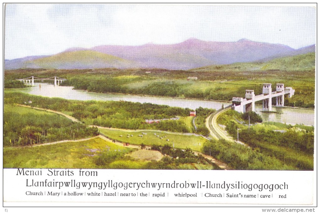 Menai Straights Colour Postcard - Valentine's "Art Colour" - Unused - Anglesey