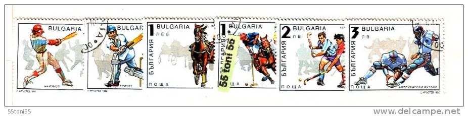 Bulgaria / Bulgarien 1992 SPORT ( Baseball, Football, Polo, Cricket.) 6 V.- Used/oblitere  (O) - Oblitérés