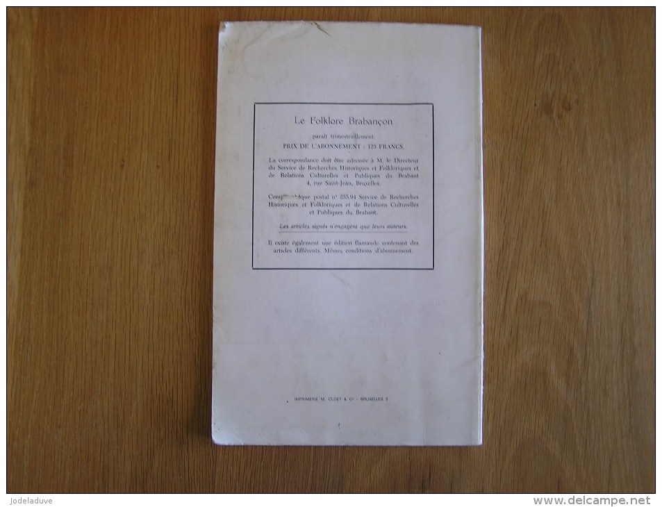 LE FOLKLORE BRABANCON N° 174 De 1967 Revue Régionalisme Gaasbeek Nom De Famille Pseudonyme D' Ecrivain - Belgio