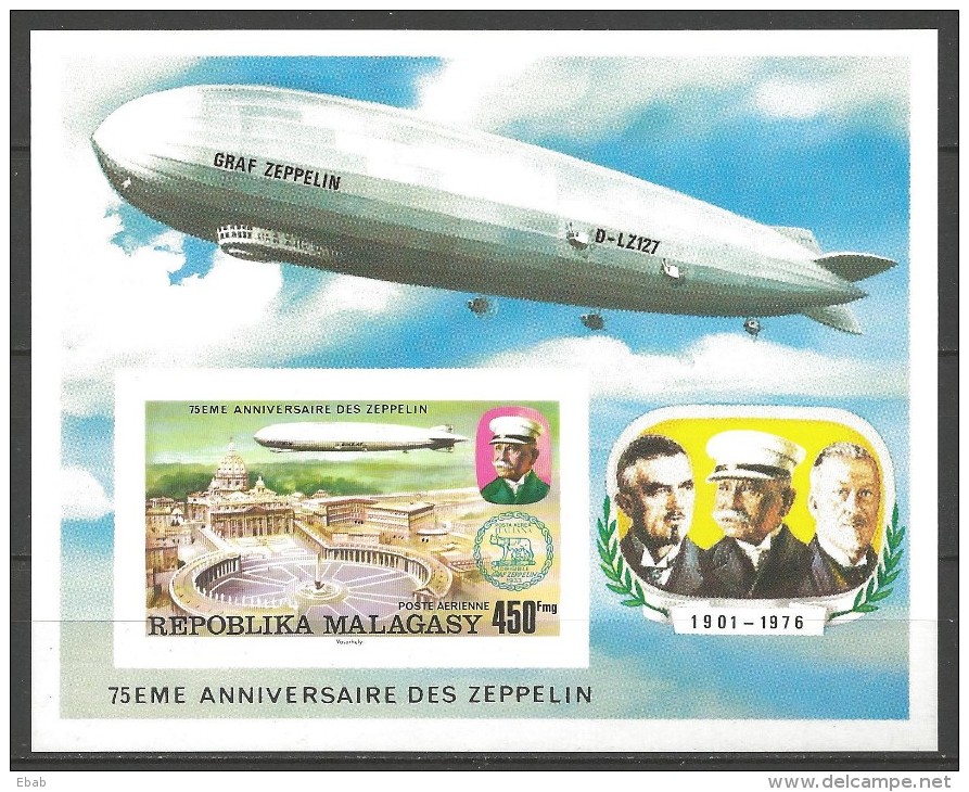 Malagasy 1976 Mi Block 11B MNH UNDENTED Zeppelin - Zeppelins