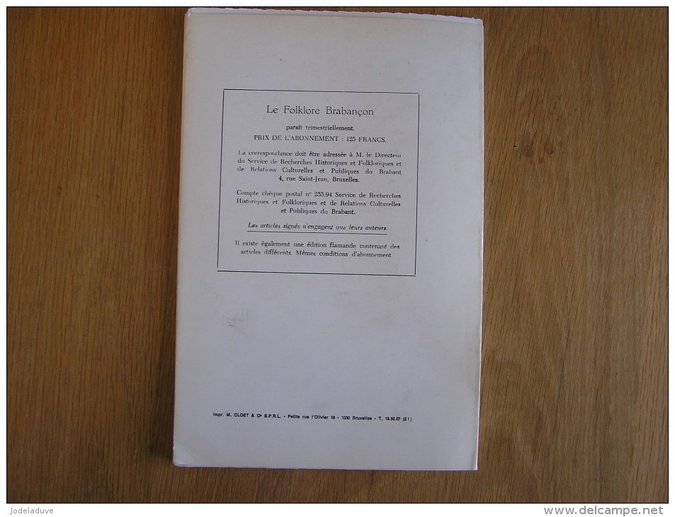 LE FOLKLORE BRABANCON N° 204 De 1974 Revue Régionalisme Gaasbeek Itinéraires Antiques Du Grand Bruxelles - Belgio