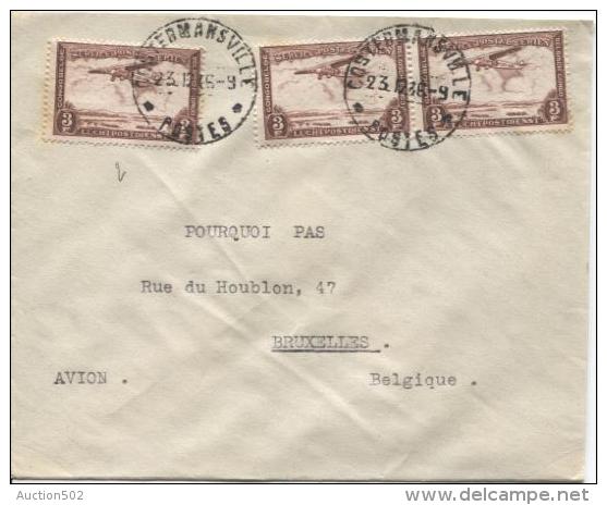 Belgisch Congo Belge TPA 10(3) S/L.Avion C.Costermansville V.Bruxelles PR721 - Lettres & Documents