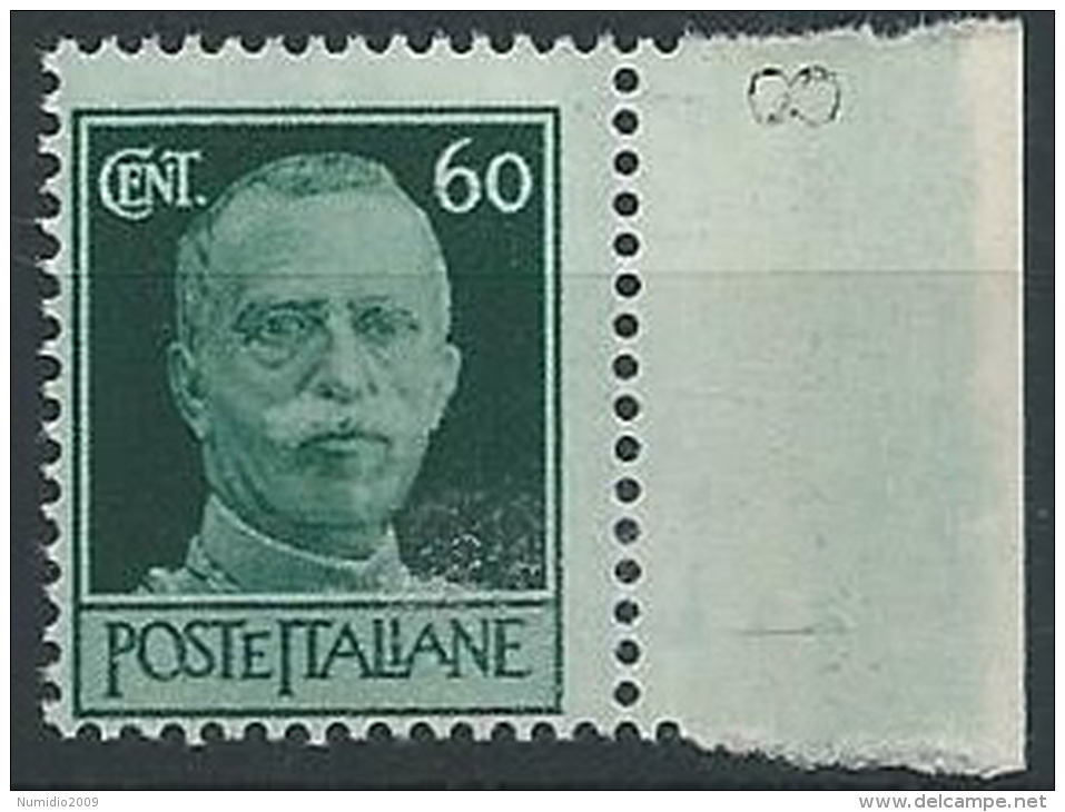 1944 LUOGOTENENZA 60 CENT FILIGRANA CORONA MNH ** - ED535-2 - Neufs