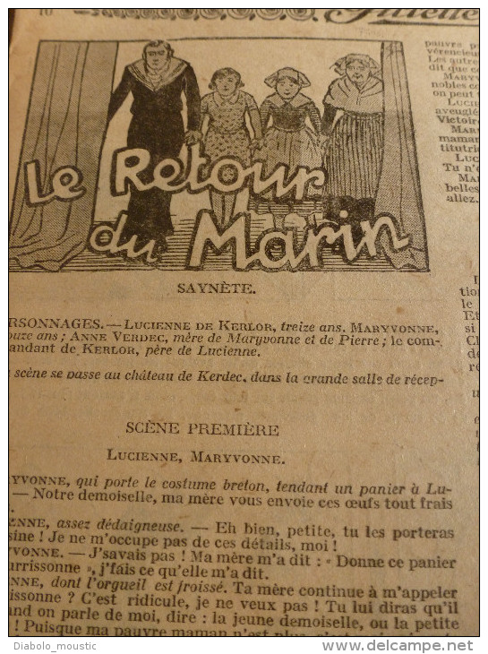 1932 Journal "FILLETTE" :de Belles Histoires à Suivre Et Aussi Ponctuelles .LE RETOUR DU MARIN  ( Au Château De Kerdec) - Fillette