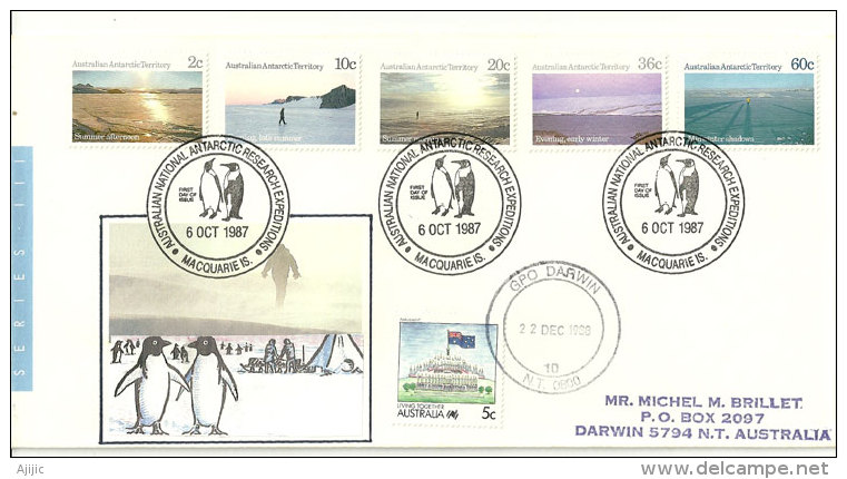 Expedition Antarctique à L´île Australienne Macquarie.6 Oct .1987, Lettre Adressée à Darwin,avec Timbre à Date Arrivée - Brieven En Documenten