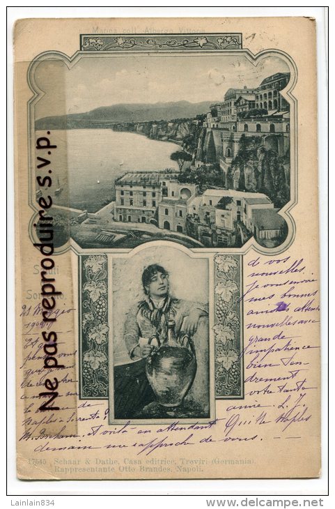 - 17545 - Saluti Da Sorrento - Marina Coll, Albergo Vittoria, écrite En 1190, Cachet Hôtel D´Europe, Rare, BE, Scans. - Napoli (Naples)