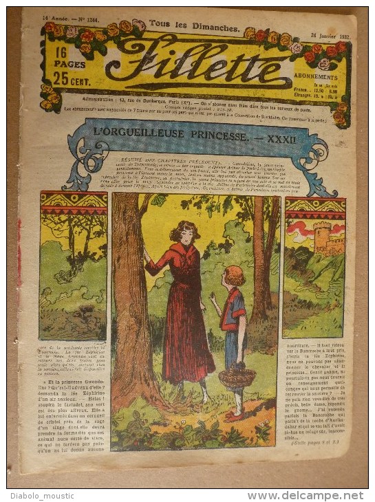 1932 Journal "FILLETTE" Histoires à Suivre Et Aussi Ponctuelles .SONIA LA PETITE PRINCESSE RUSSE EXILEE DE LA REVOLUTION - Fillette