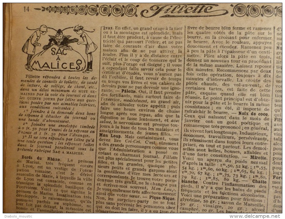 1932 Journal "FILLETTE" histoires à suivre et aussi ponctuelles .SONIA LA PETITE PRINCESSE RUSSE EXILEE DE LA REVOLUTION