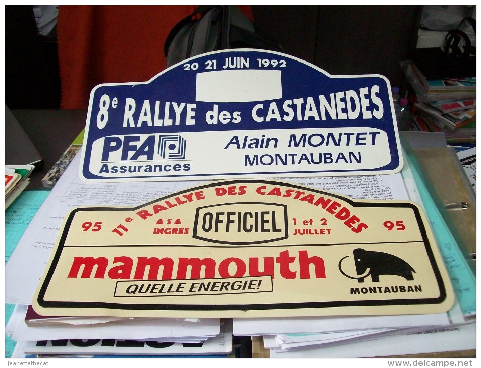 LOT PLAQUE* RALLYE RALLIES 1992 1995 CASTANEDES 82 TARN GARONNE MONTAUBAN MAMMOUTH PFA Assurances - Plaques De Rallye