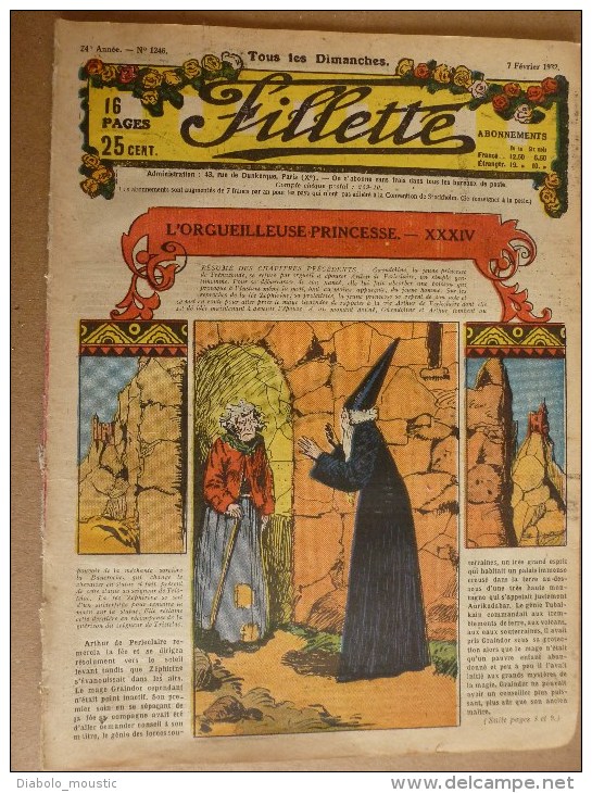 1932  "FILLETTE"  Histoires à Suivre Et Aussi Ponctuelles:  LA MERVEILLEUSE LEGENDE DE TYL Ou LA CRÊPE ENCHANTEE..etc - Fillette