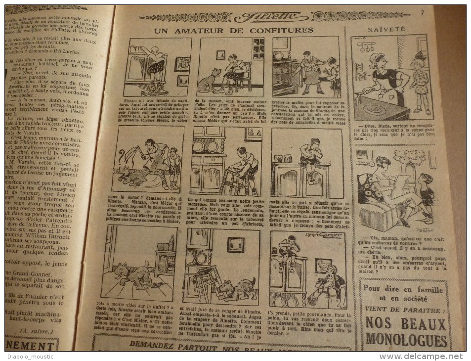 1932  "FILLETTE"  Belles Histoires à Suivre Et Aussi Ponctuelles..comme Celle-ci ----->  UN BON PLACEMENT...etc - Fillette