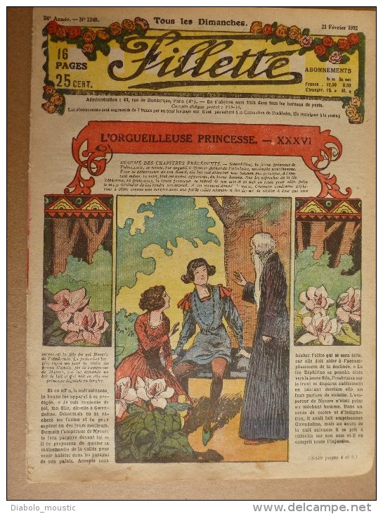 1932  "FILLETTE"  Belles Histoires à Suivre Et Aussi Ponctuelles..comme Celle-ci -----> LA LETTRE VOLEE...etc - Fillette