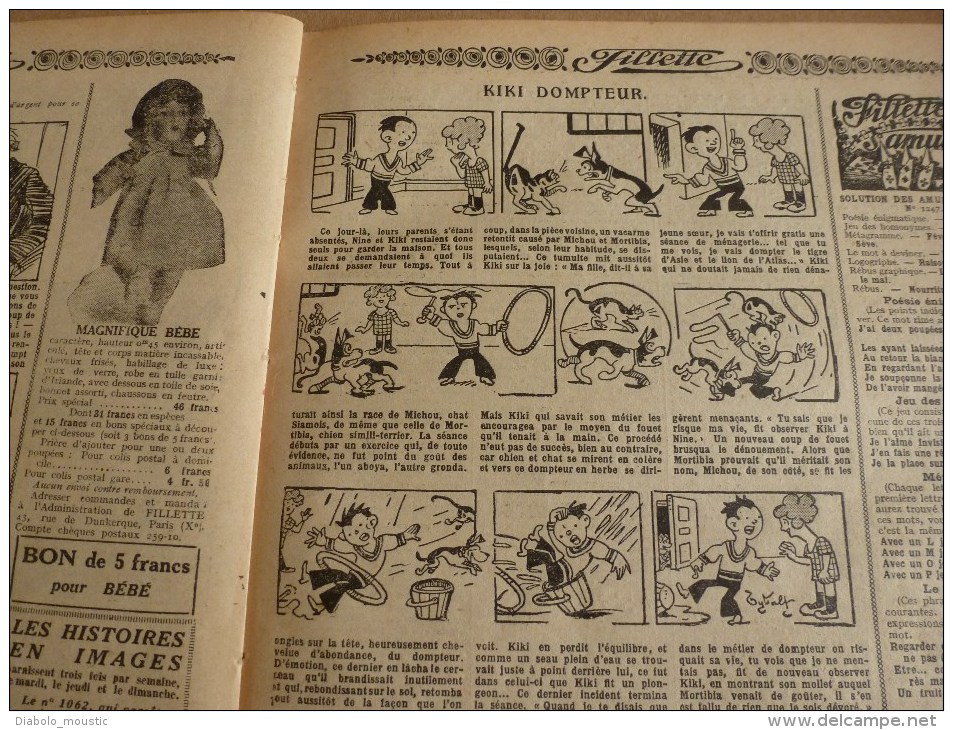 1932  "FILLETTE"  Belles histoires à suivre et aussi ponctuelles..comme celle-ci ---> LE LOUP ET L'AGNEAU (personnifié)