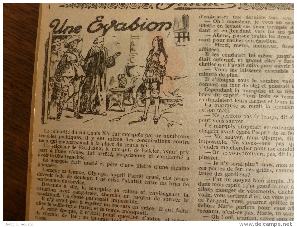 1932  "FILLETTE" Histoires à Suivre Et Aussi Ponctuelles Véridique : UNE EVASION D'UN CONDAMNE A MORT SOUS LA REVOLUTION - Fillette