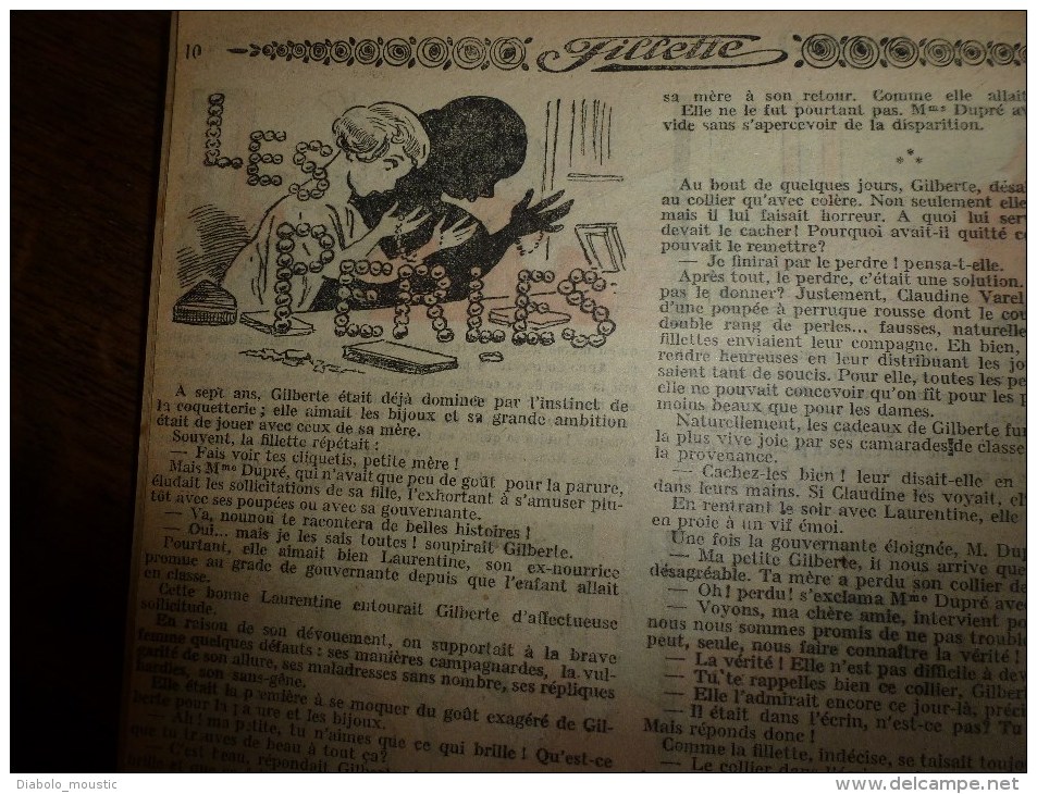 1932  Journal  "FILLETTE" Belles Histoires à Suivre Et Aussi Ponctuelles: LES PERLES.........etc - Fillette