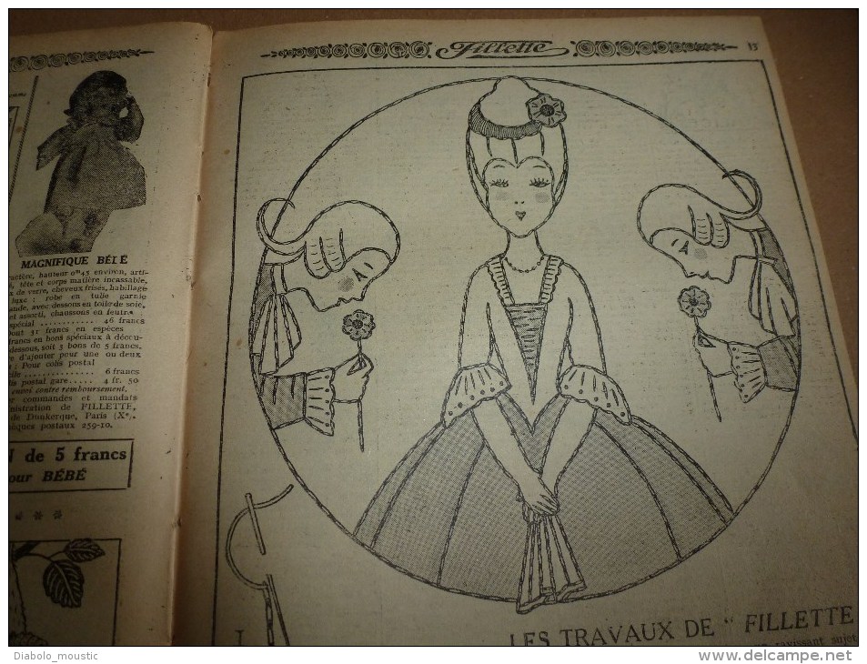 1932  Journal  "FILLETTE" Belles histoires à suivre et aussi ponctuelles: LES PERLES.........etc