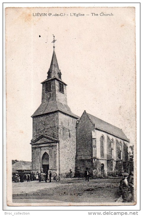 Liévin, L´église, 1921, Cliché F. B., éd. Fauchois - Lievin