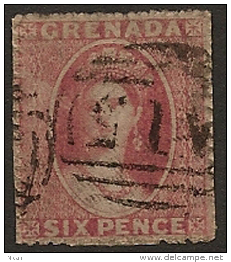 GRENADA 1861 6d Rose P15 SG 3 U WE146 - Grenada (...-1974)