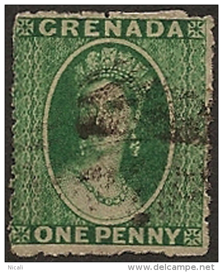 GRENADA 1863 1d Green P15 SG 4 U WE147 - Grenada (...-1974)