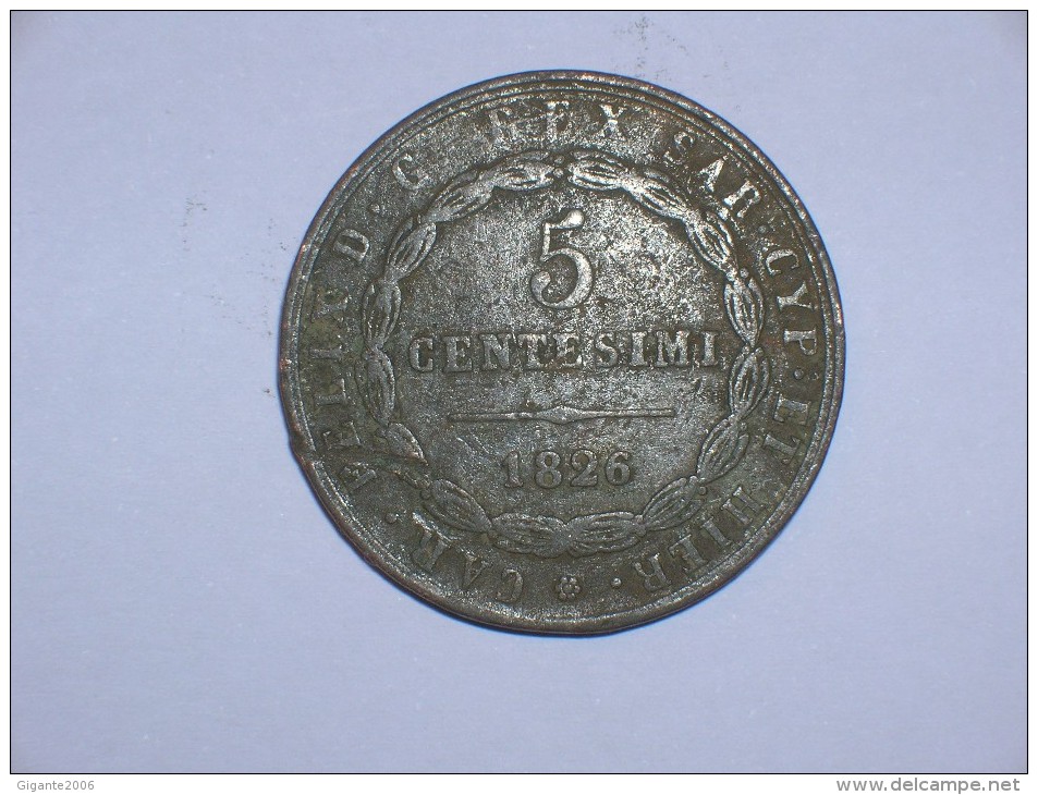 Cerdeña 5 Centessimi 1826 Torino L(5338) - Piémont-Sardaigne-Savoie Italienne