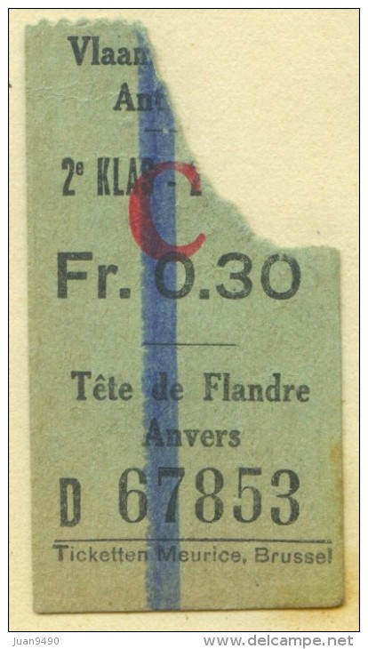 BILLETE DE GAVINAS (MOUETTES) DE ANVERS // 1929 // (REF 262) - Europe