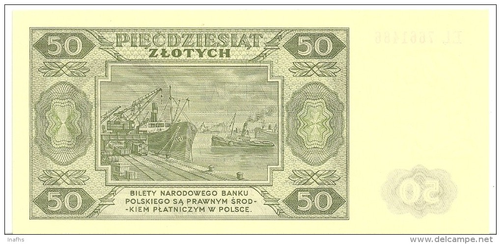 Poland 50 Zlotych 1948 P138 UNC - Polonia