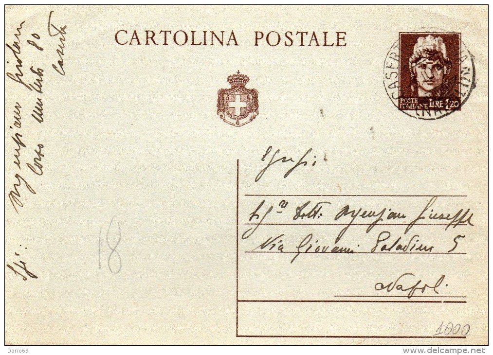 1945  CARTOLINA CON ANNULLO  CASERTA - Stamped Stationery