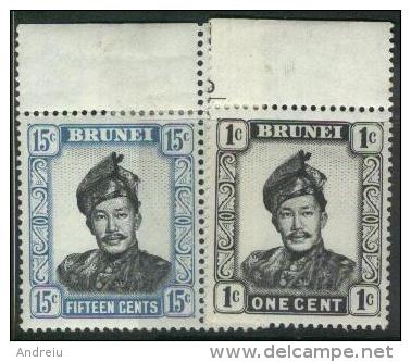 1952 Brunei - Sultan Omar Ali Saïfuddi, 2v. SG 100 And 108   MLH - Brunei (...-1984)