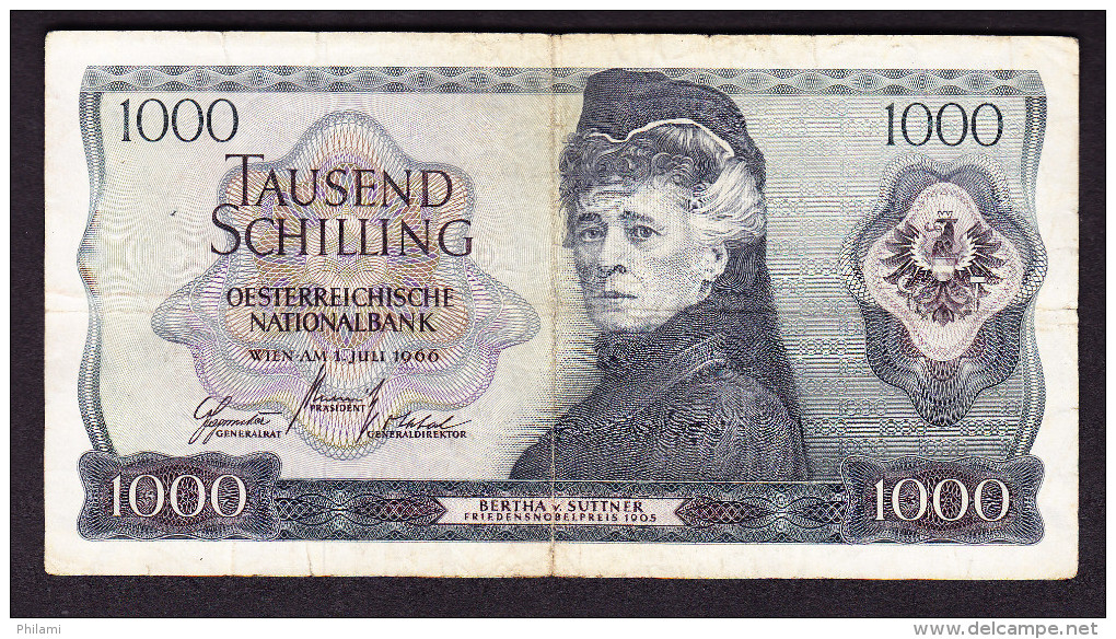 AUTRICHE, WPM 147, 1.07.1966, 1000 Sh, TYPE BERTHA VAN SUTTNER. (4B5) - Austria