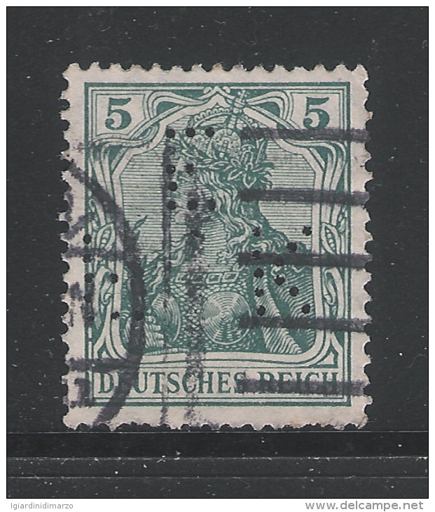 PERFIN DEUTSCHES REICH - 1902 - Valore Usato Da 5 P. Figura Allegorica Con Perforzione - In Buone Condizioni. - Perforiert/Gezähnt