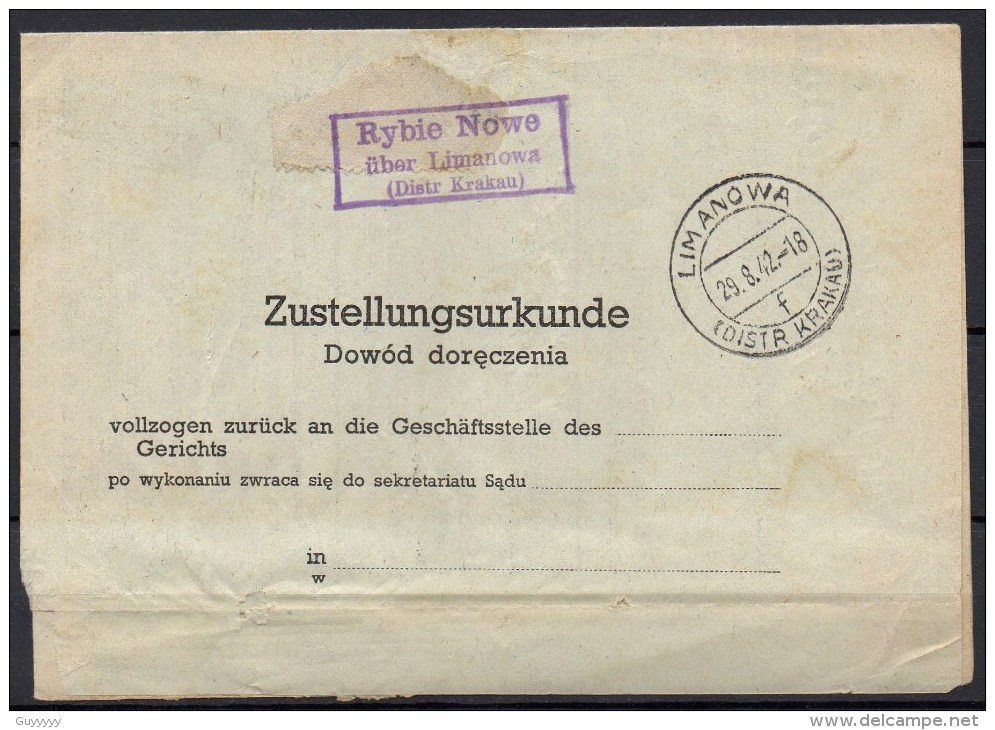 Generalgouvernement - Zustellungsurkunde - 1943 - (Distr Krakau) - Generalregierung