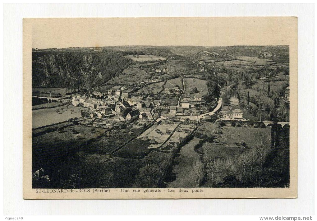 CP , 72 , SAINT-LEONARD-des-BOIS , Vue Générale Sur Les Deux Ponts - Saint Leonard Des Bois