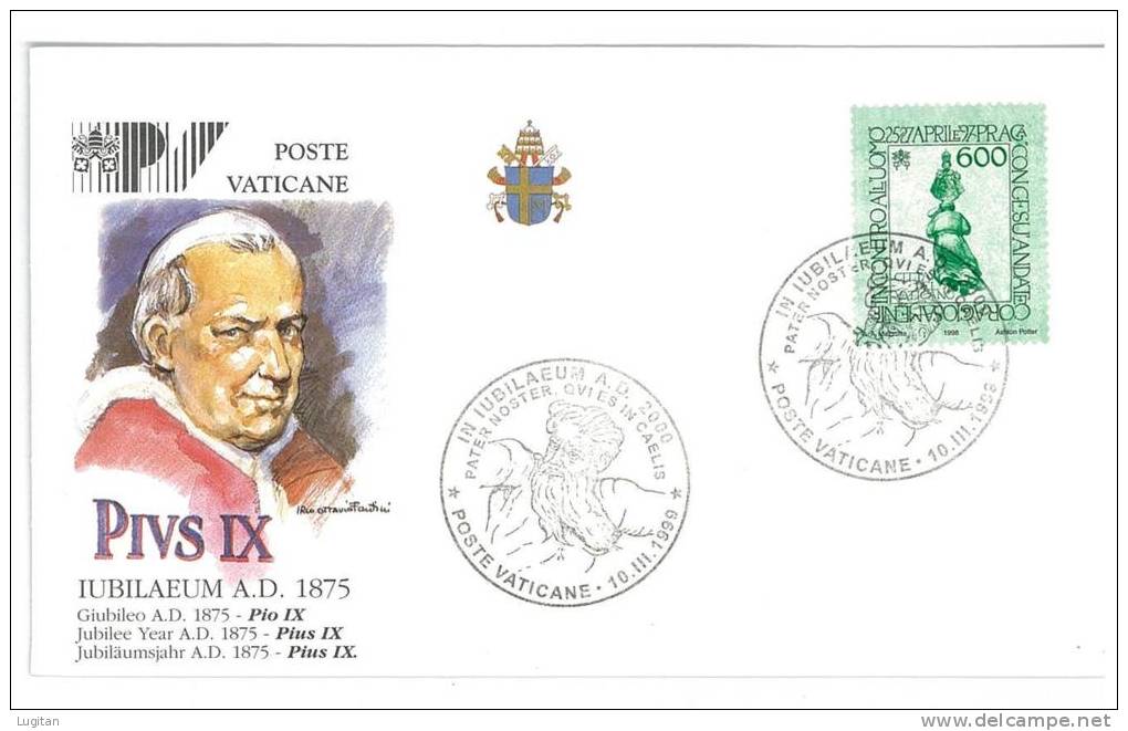 FILATELIA - VATICAN CITY - FDC IUBILAEUM A.D. 2000 - GIUBILEO ANNO 2000 - PIUS IX - COVER NUMBER PV/27 - FDC