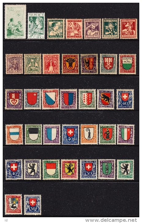 SWITZERLAND  - PRO-JUVENTUTE LOT FROM 1912/1925 MINT HINGED - CLEAN - Unused Stamps